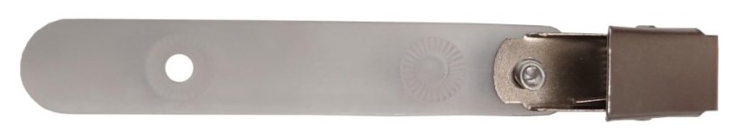 Konferenční klip kovový s plastovým páskem o délce 7cm