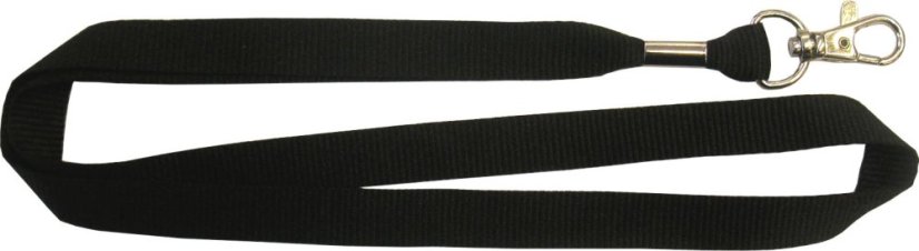 Šňůrka na krk - plochá, 15 mm, zamac 20, svorka, černá Č, bez potisku - Barva šňůrky: modrá královská