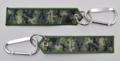 Klíčenka 30 mm, K20, velká karabina-logo AČR, vytkávaná zelená kamufláž