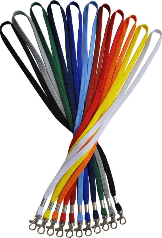 Šňůrka na krk dutá - 10 mm, zamac 12, svorka, černá Č, bez potisku - Barva šňůrky: červená