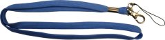 Šňůrka na krk dutá - 10 mm, karabina zamac, MT očko, svorka, modrá světlá