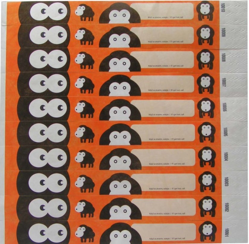 dětský ID náramek TYVEK - opičky