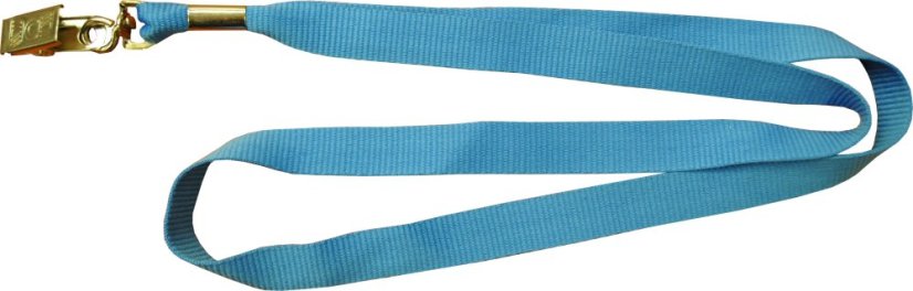 Šňůrka na krk plochá - 15 mm, otočný krokodýlek KR12, VS, světle modrá Č - Barva šňůrky: zelená