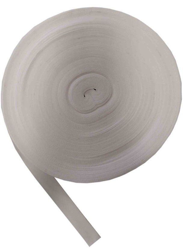 Šňůrka plochá 25 mm - bílá "M"