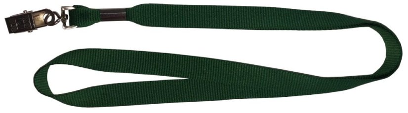 Šňůrka na krk plochá - 15 mm, otočný krokodýlek KR12, VS, světle modrá Č - Barva šňůrky: zelená