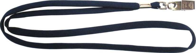 Šňůrka na krk dutá - 10 mm, otočný krokodýlek KR12, VS, modrá námořnická Č - Barva šňůrky: černá