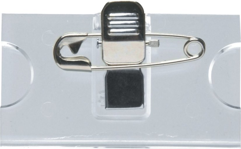 Visačka na šířku - tvrdý plast + klip-špendlík, 50 x 25 mm